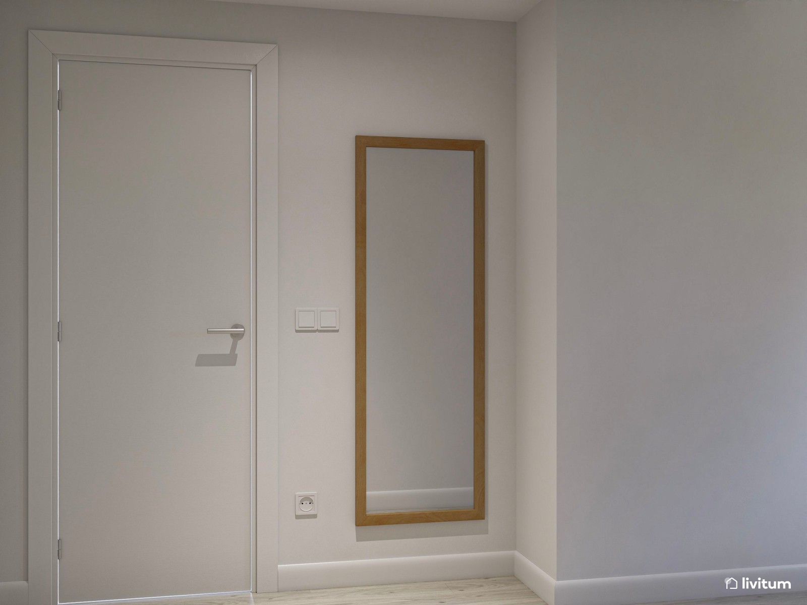 Dormitorio de estilo nórdico con cabecero de listones de madera