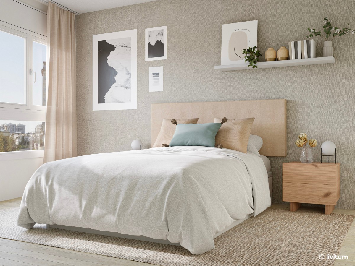 Dormitorio de estilo nórdico con tonos suaves - Livitum.com