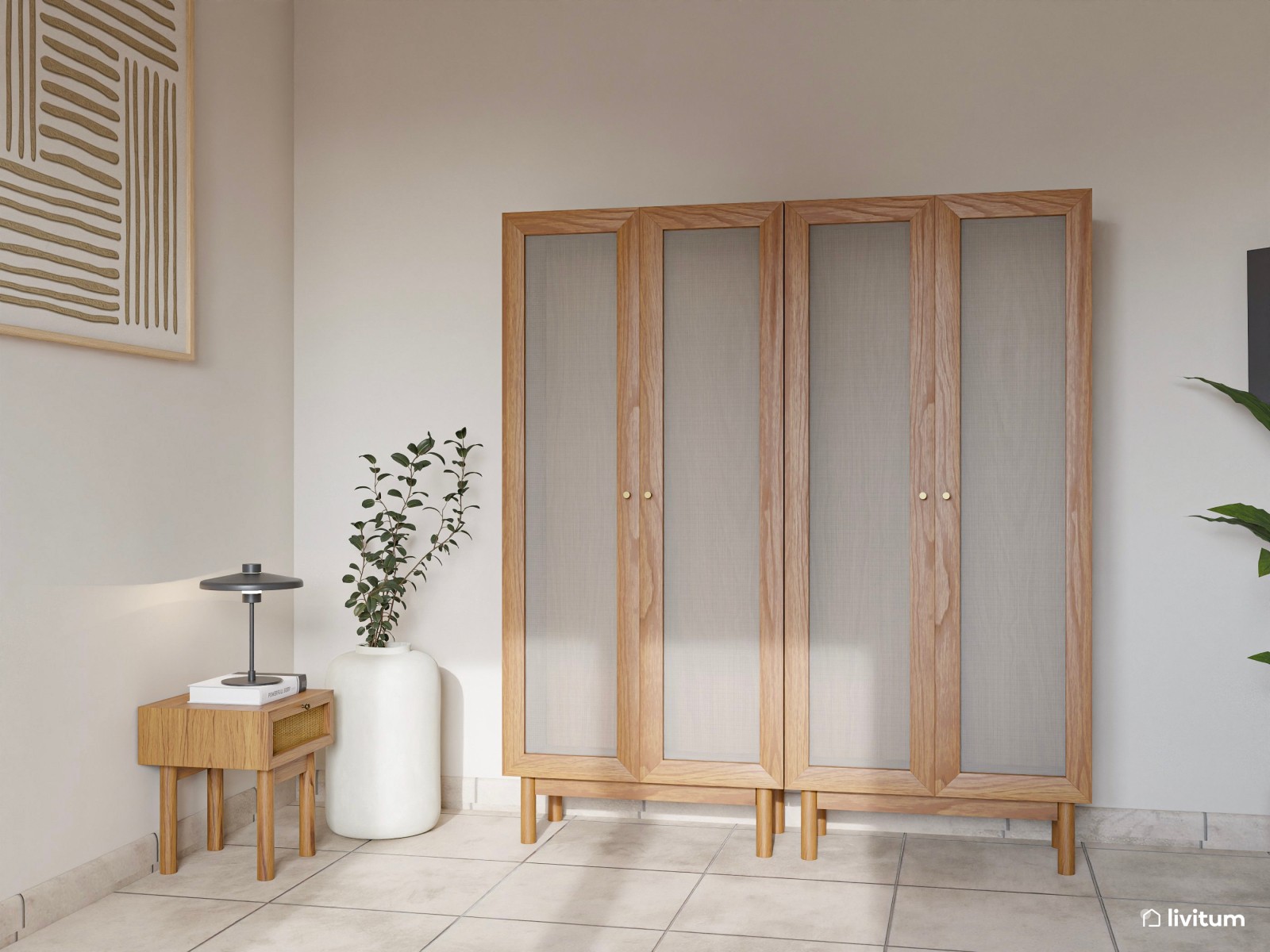 Dormitorio de estilo rústico con escritorio y pequeño rincón de lectura