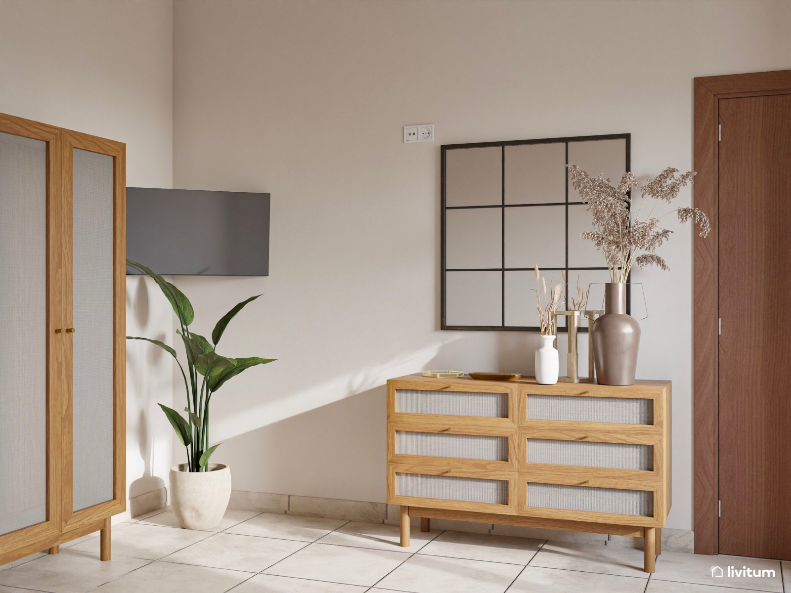 Dormitorio de estilo rústico con escritorio y pequeño rincón de lectura