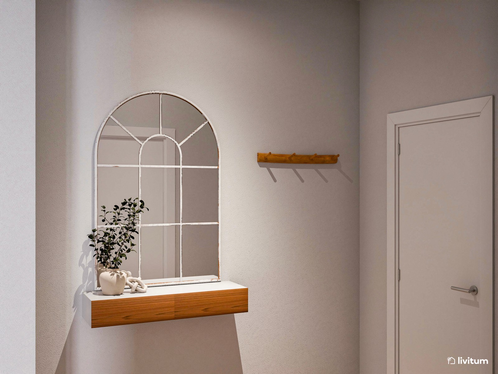 Dormitorio de estilo rústico moderno con original cabecero 