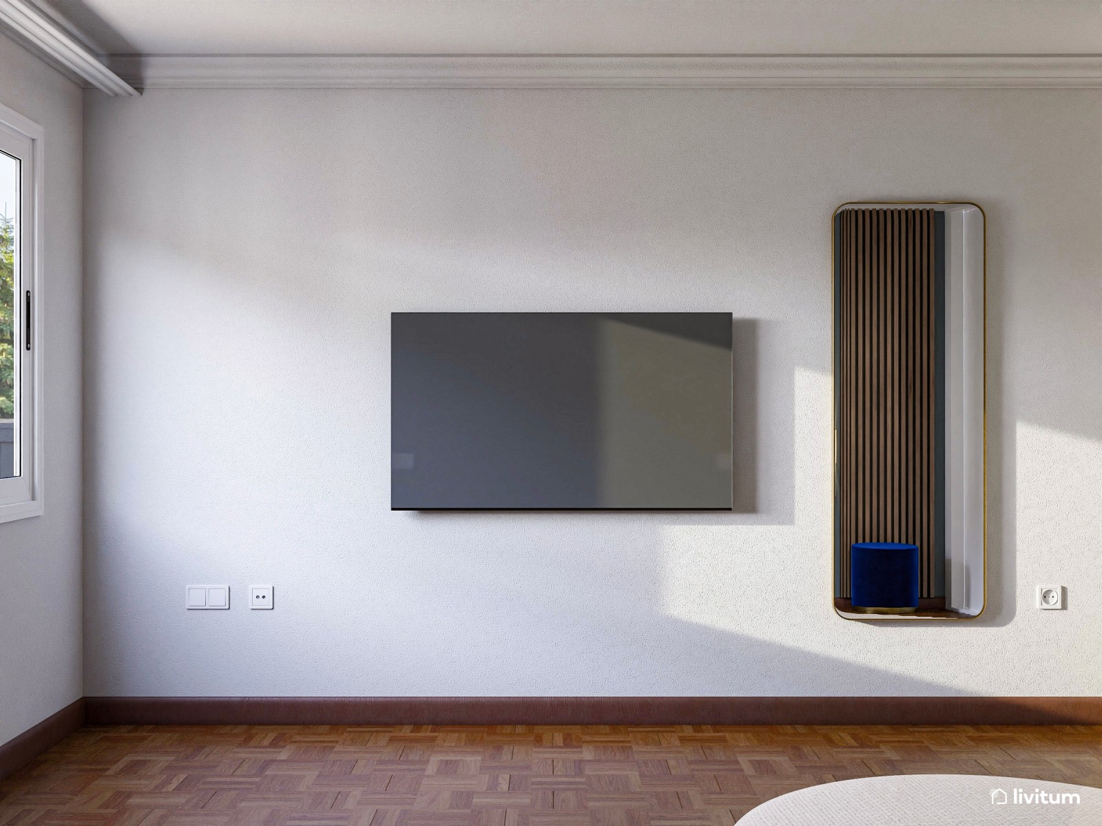 Dormitorio doble muy elegante en tonos azules