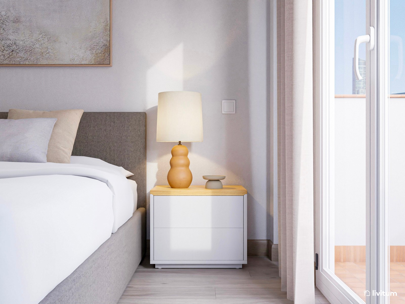 Dormitorio doble y elegante con formas suaves