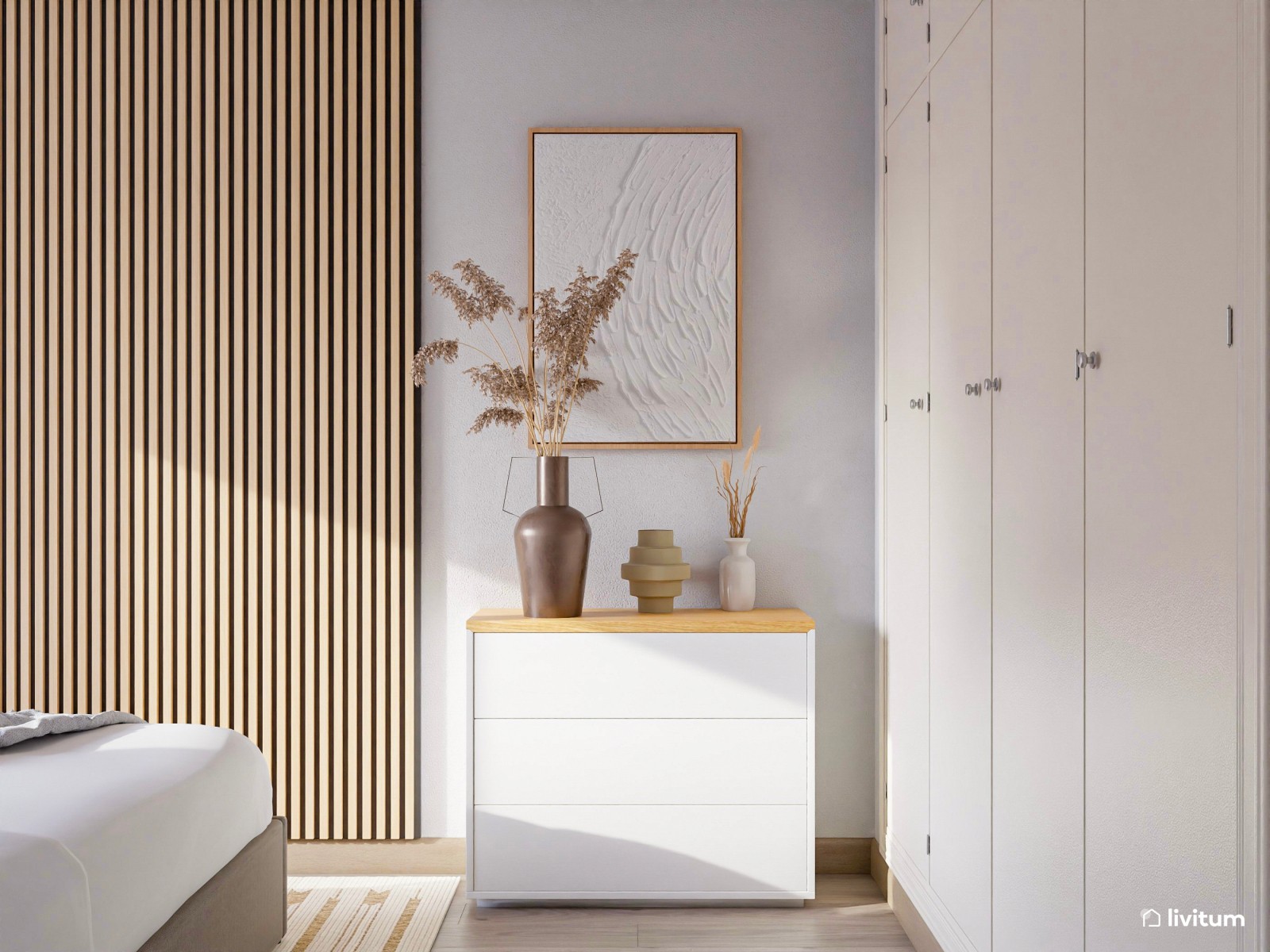 Dormitorio doble y elegante con formas suaves