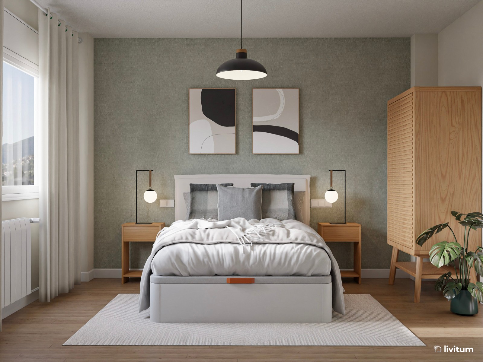  Dormitorio elegante de estilo clásico con toques modernos