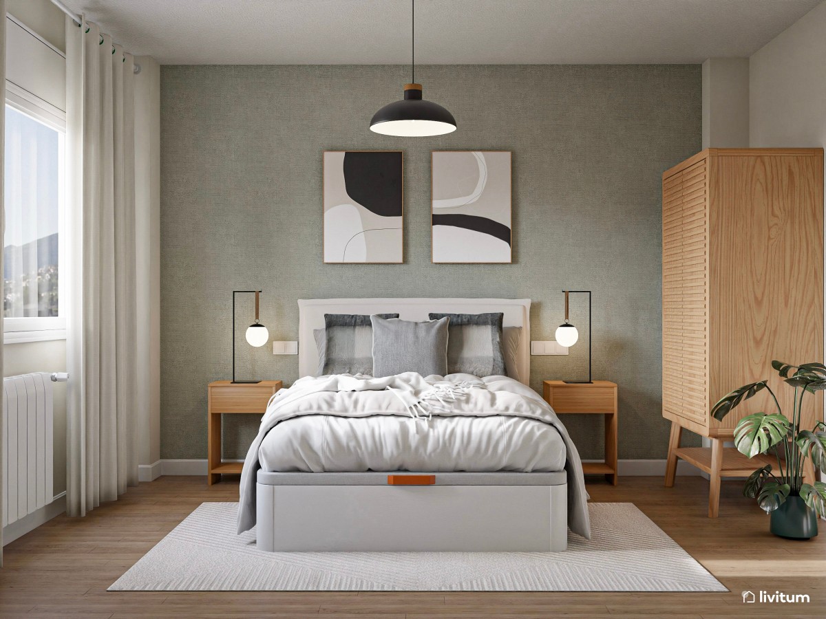 Dormitorio elegante de estilo clásico con toques modernos
