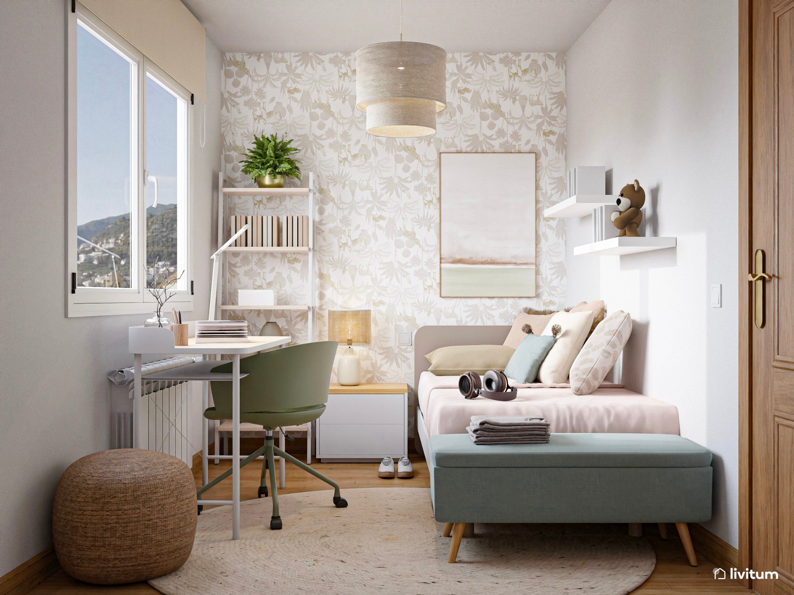 Dormitorio individual pequeño muy bien aprovechado