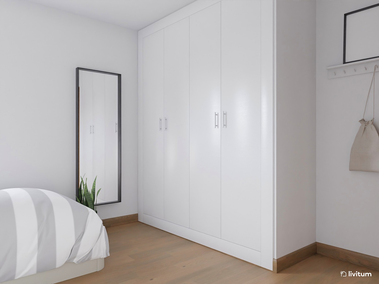 Dormitorio industrial y nórdico con cama individual 