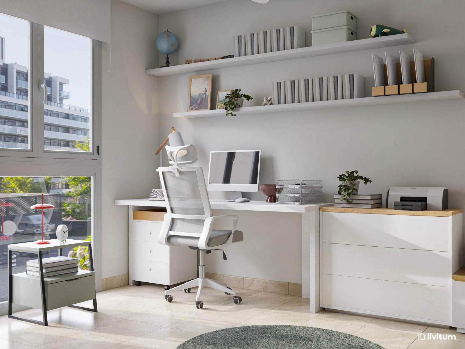  Dormitorio juvenil moderno con acentos en verde