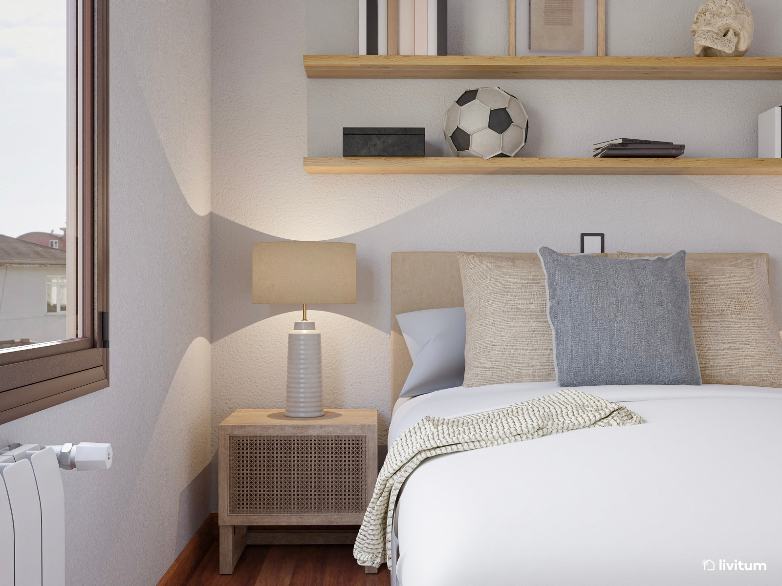 Dormitorio juvenil moderno con zona de escritorio