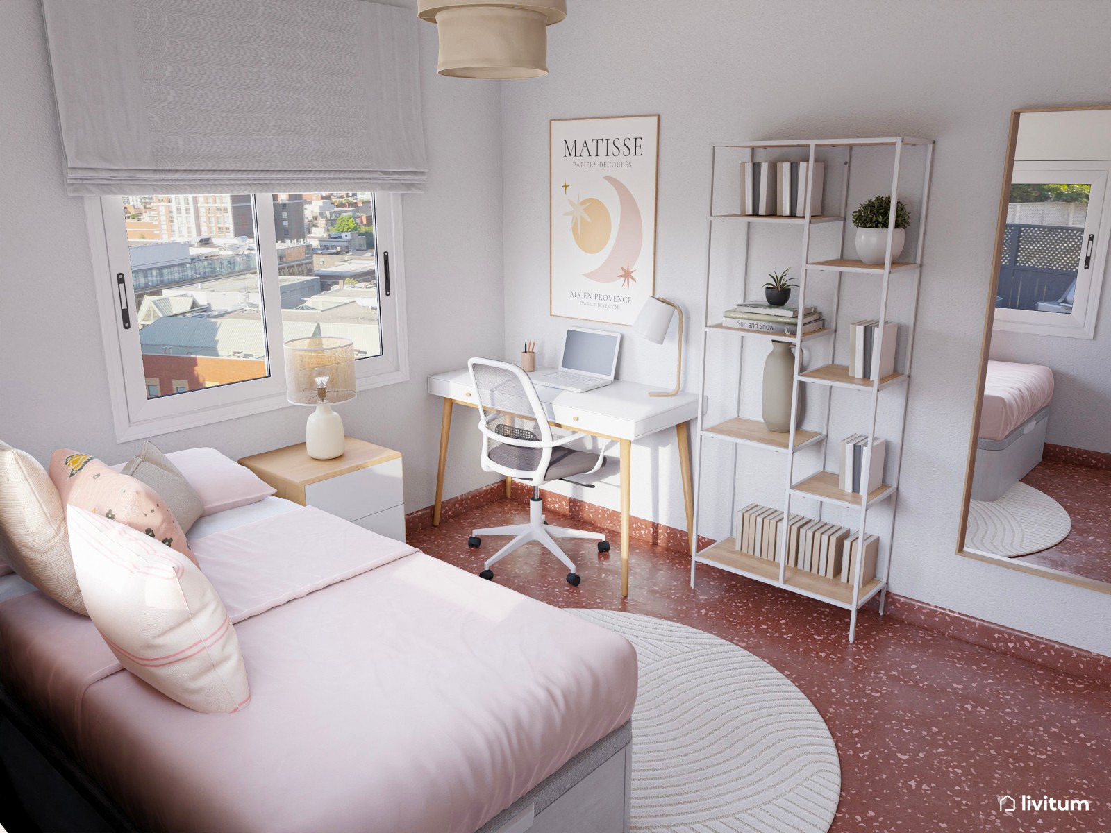 Dormitorio juvenil pequeño con gran capacidad de almacenaje