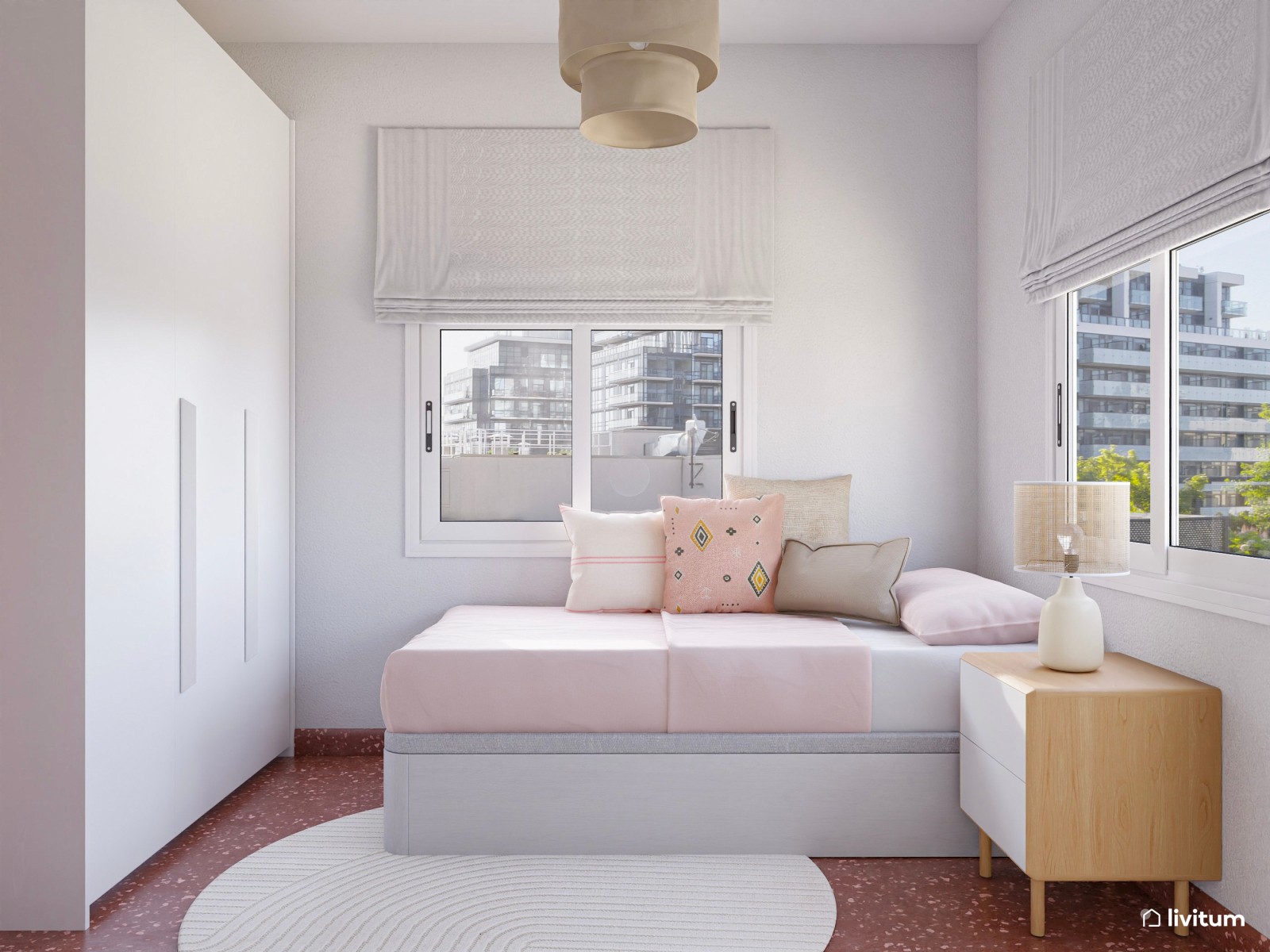 Dormitorio juvenil pequeño con gran capacidad de almacenaje