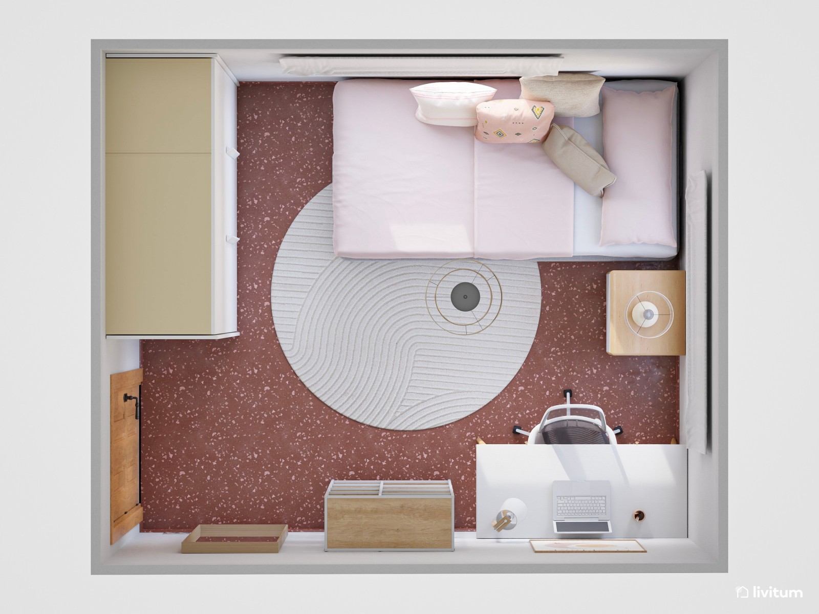 Dormitorio juvenil pequeño con gran capacidad de almacenaje