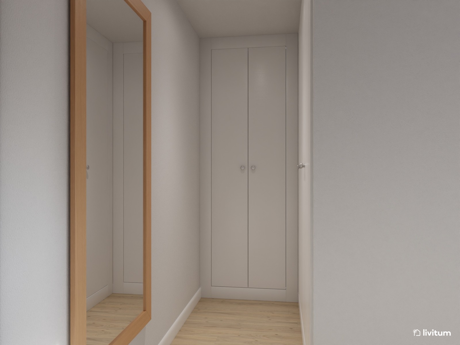 Dormitorio moderno con papel pintado y espacio para el bebé