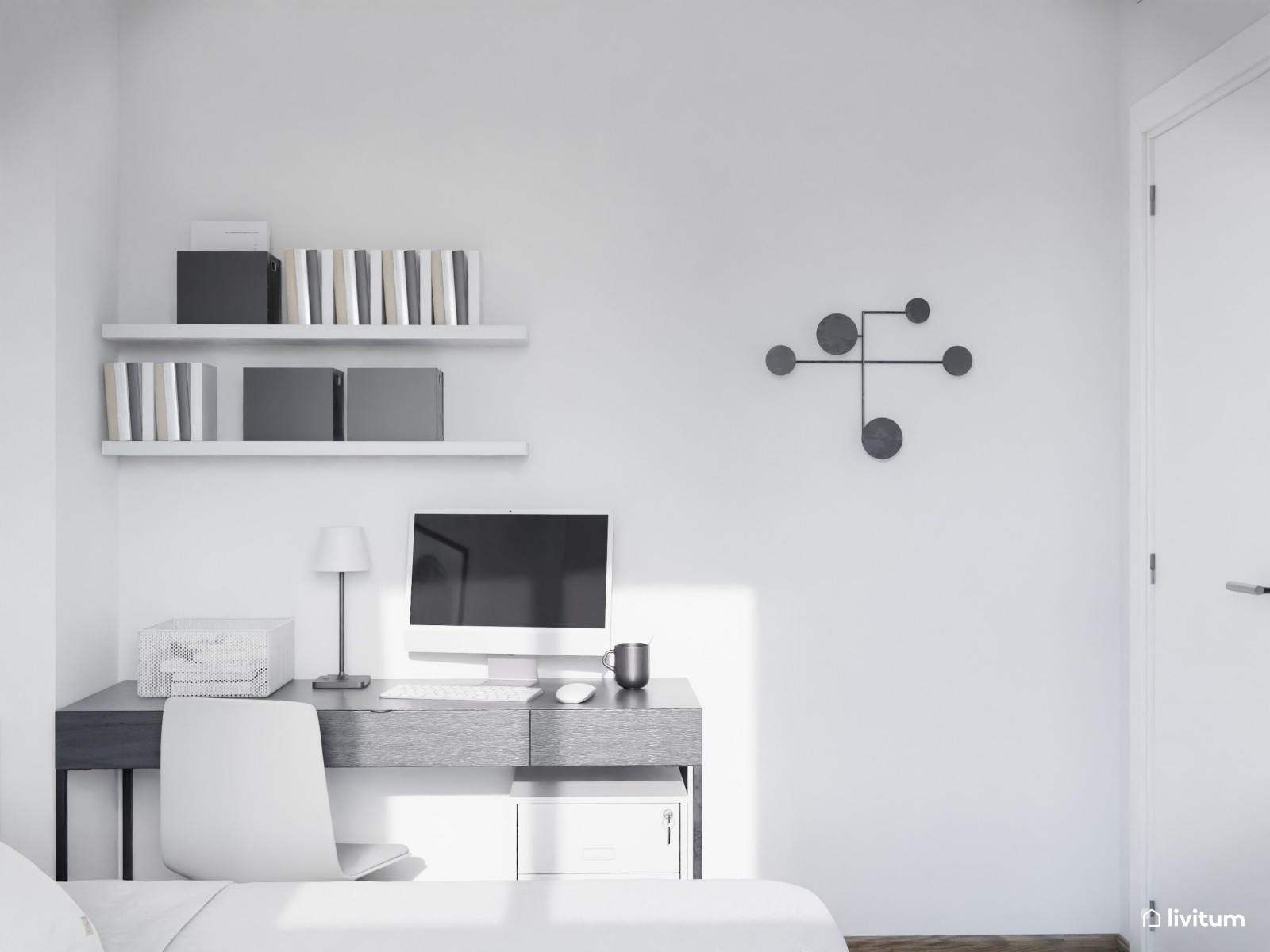 Dormitorio moderno en blanco y negro