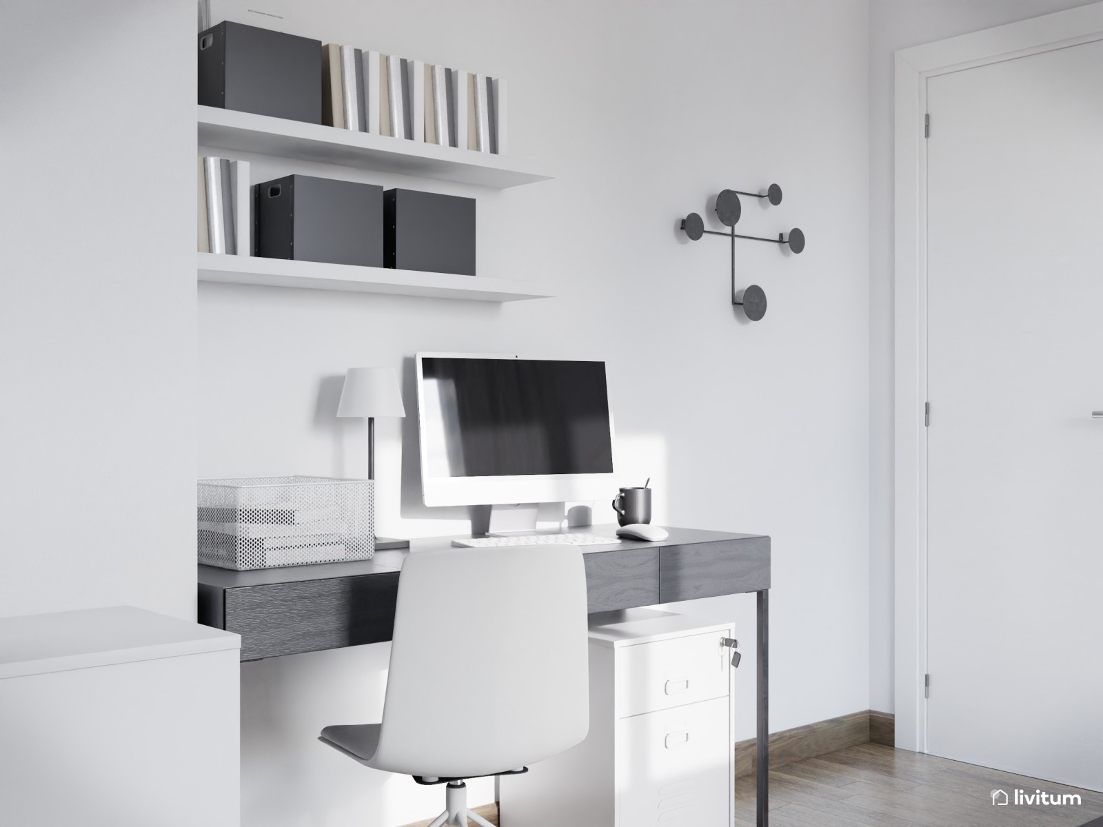 Dormitorio moderno en blanco y negro