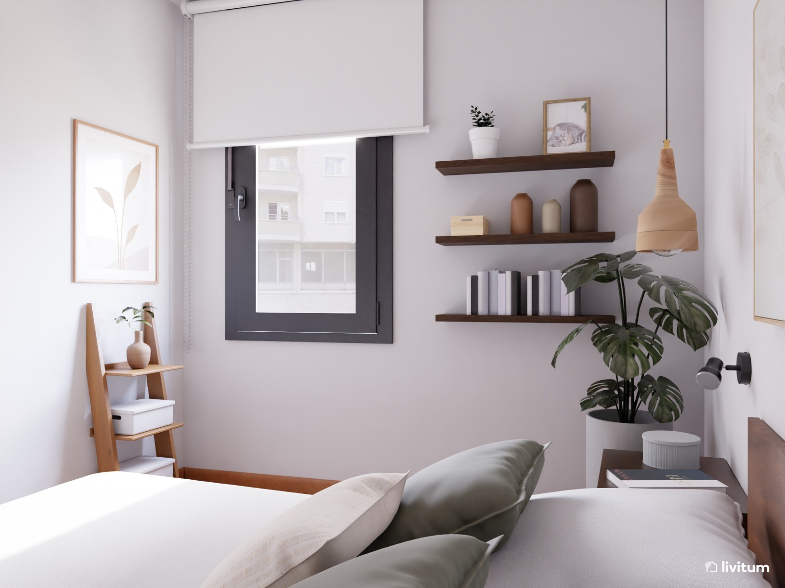Dormitorio moderno, muy cálido y armónico 