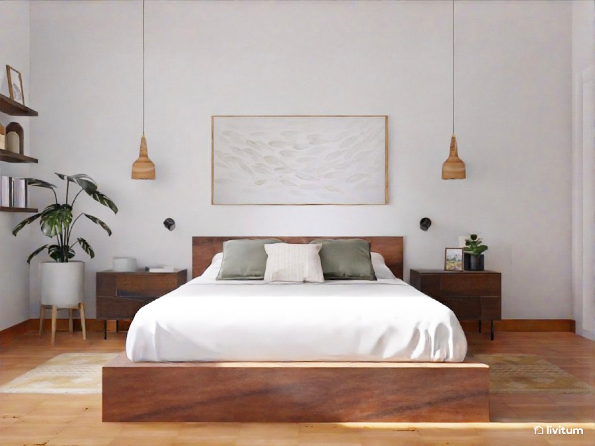 Dormitorio moderno, muy cálido y armónico