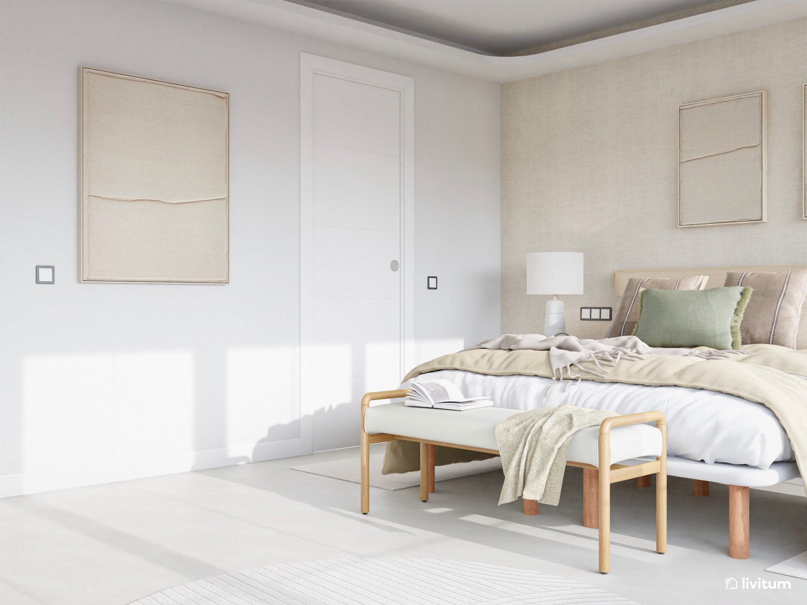 Dormitorio moderno y elegante con sala de estar 
