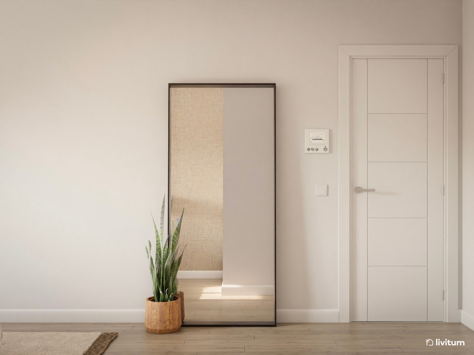 Dormitorio moderno y minimalista con lámparas colgantes 