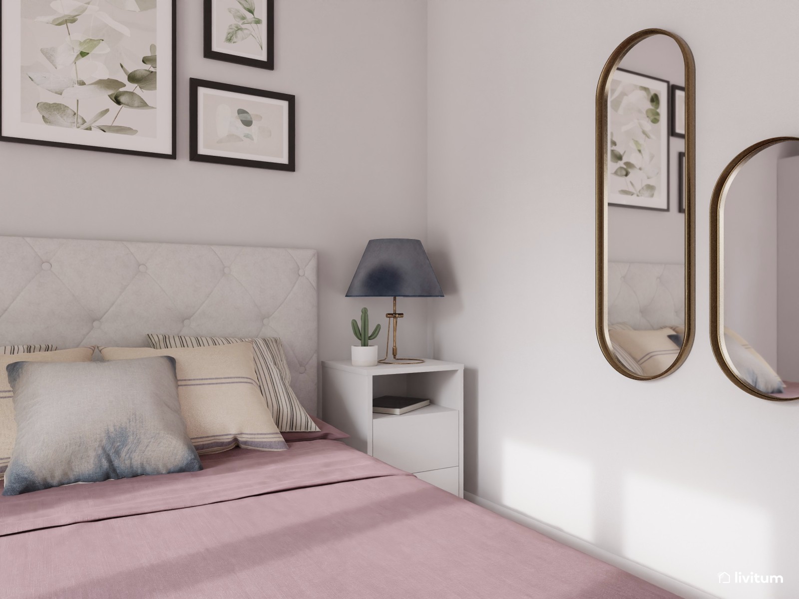 Dormitorio moderno y vintage en blanco 