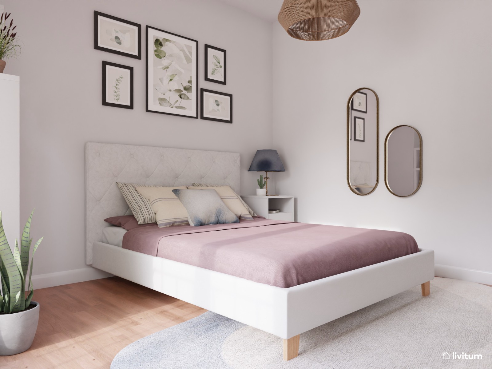 Dormitorio moderno y vintage en blanco 