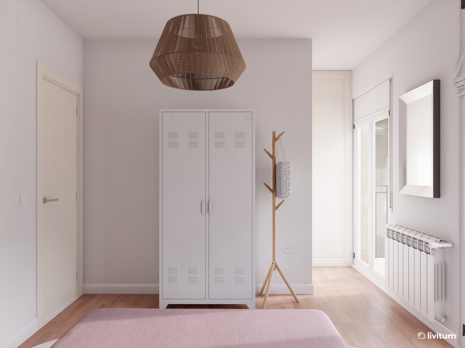 Dormitorio moderno y vintage en blanco 