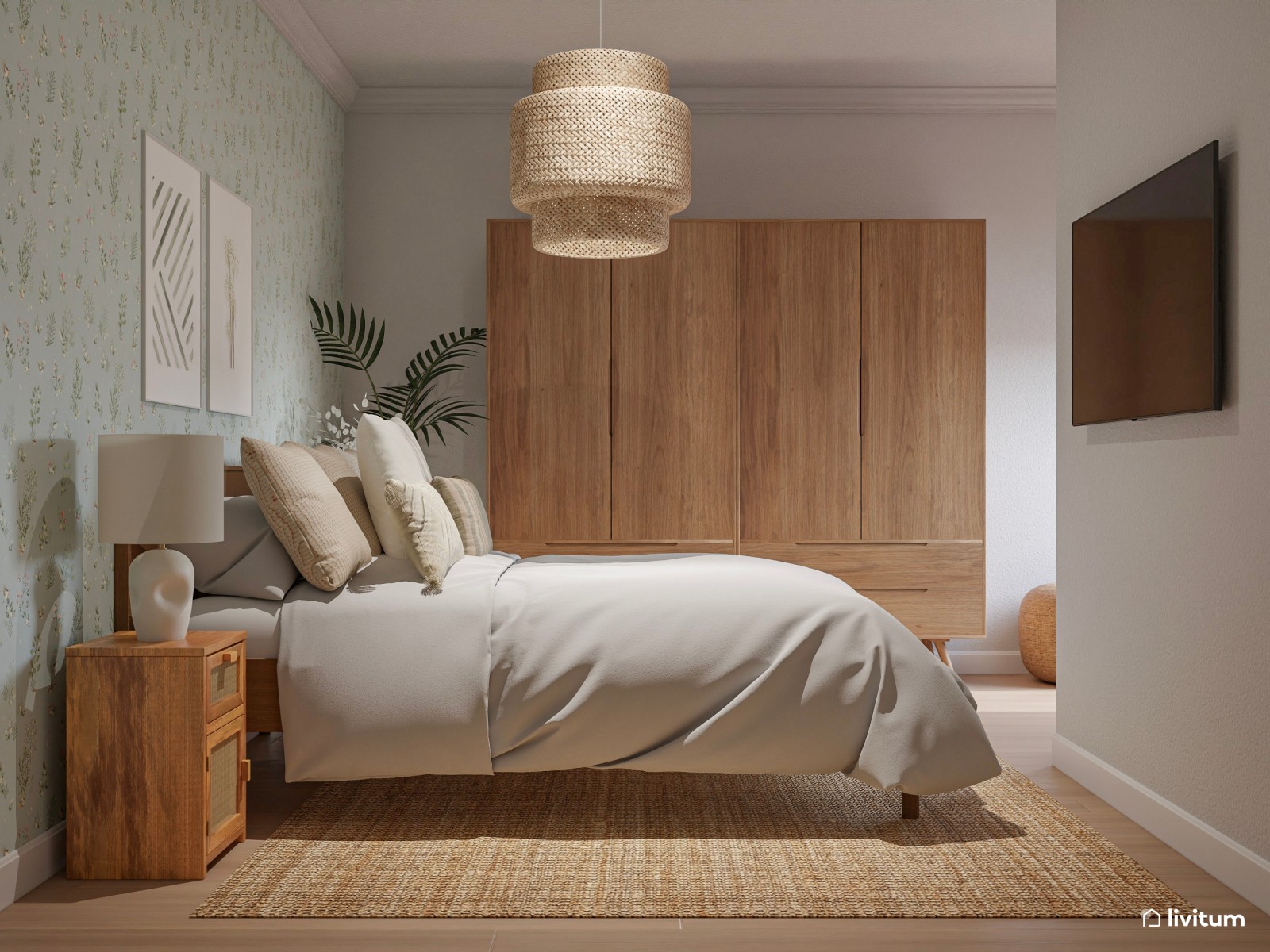 Dormitorio natural con aires serenos y detalles en madera