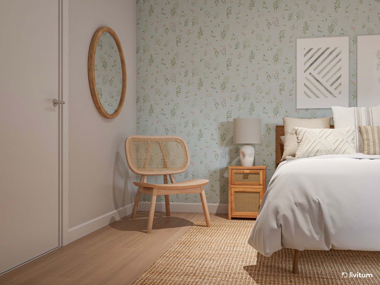 Dormitorio natural con aires serenos y detalles en madera