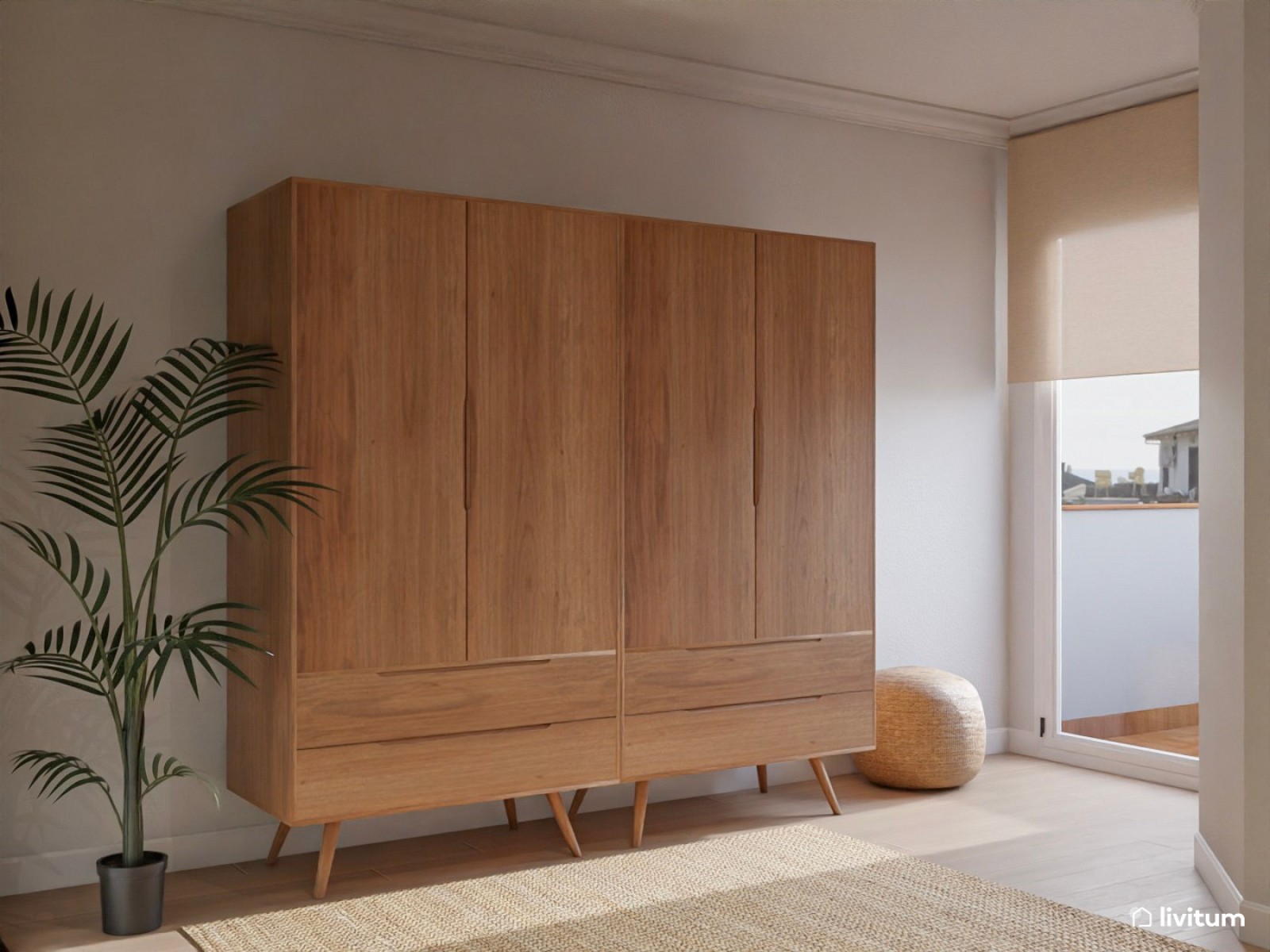 Dormitorio natural con aires serenos y detalles en madera