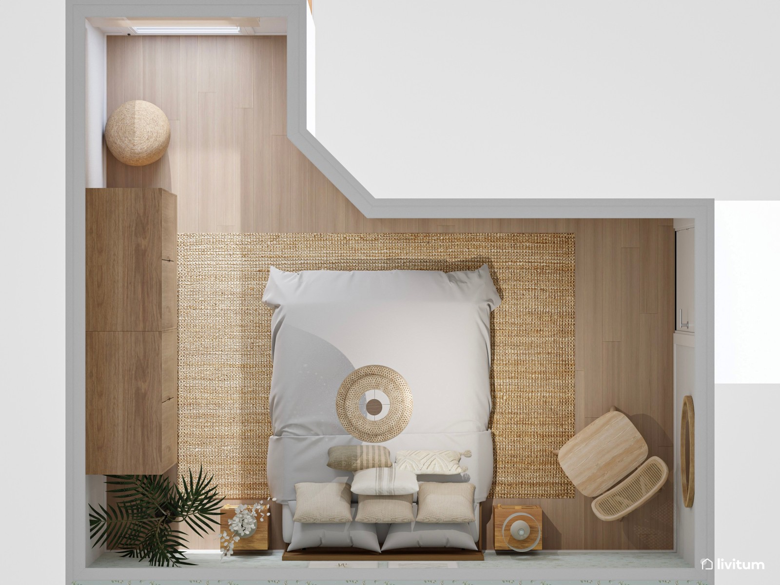 Dormitorio natural con aires serenos y detalles en madera