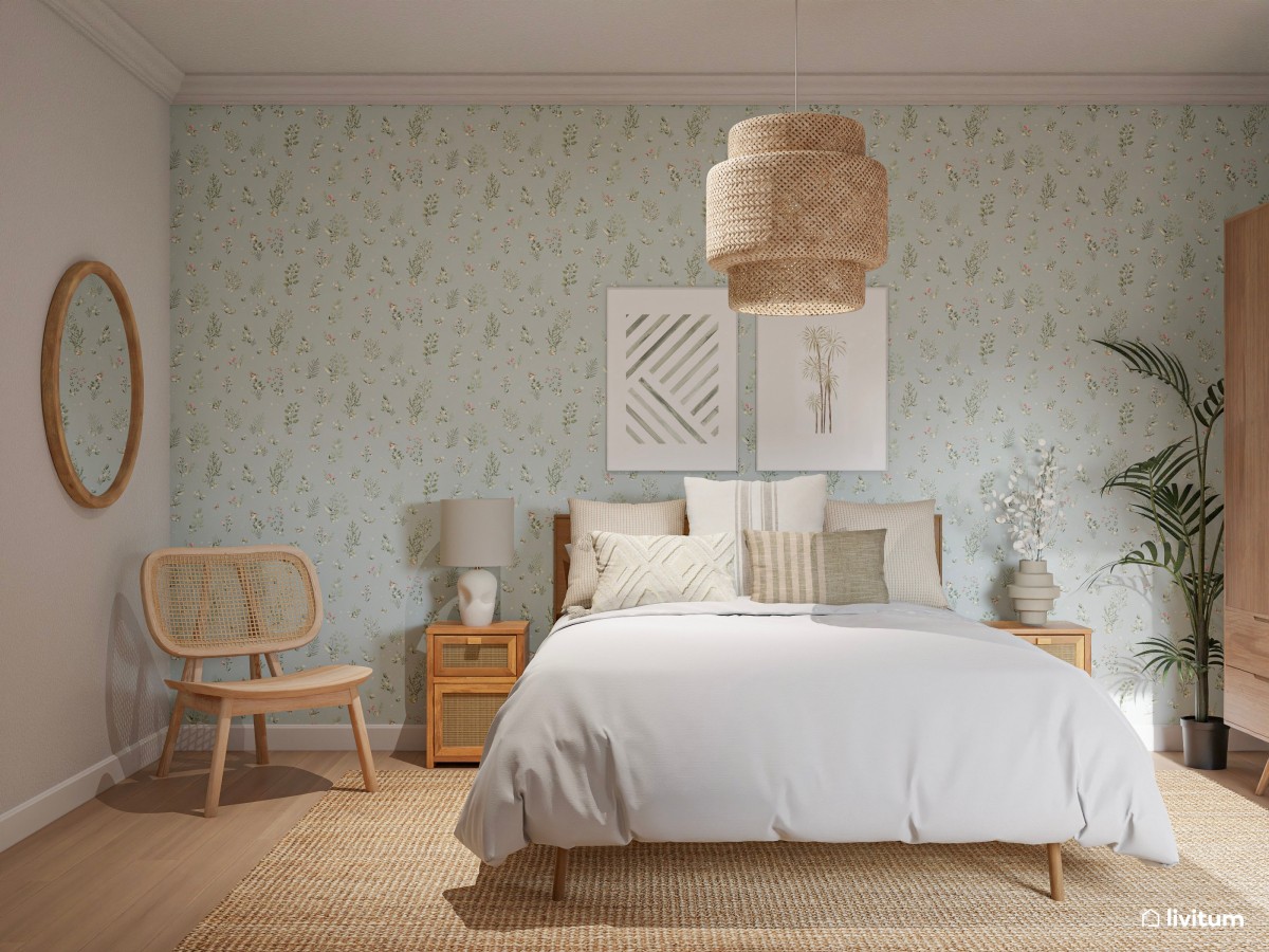 Dormitorio natural con aires serenos y detalles en madera