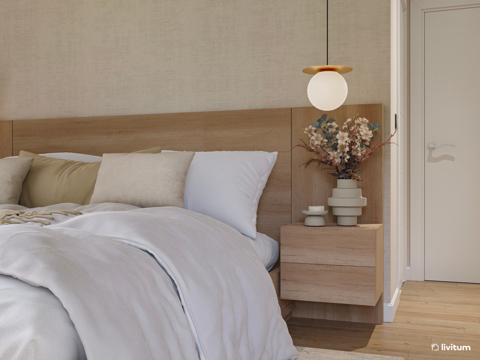 Dormitorio pequeño de 13 m² de estilo moderno en tonos tierra