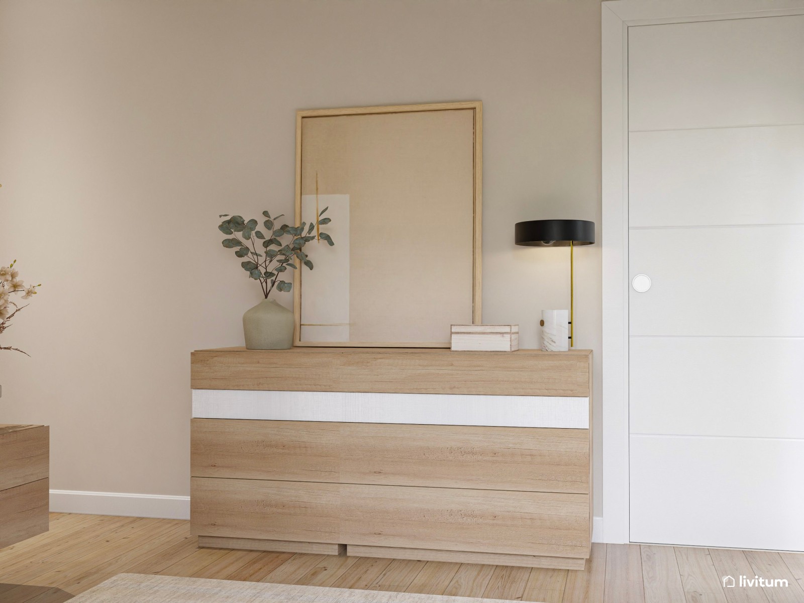 Dormitorio pequeño de 13 m² de estilo moderno en tonos tierra