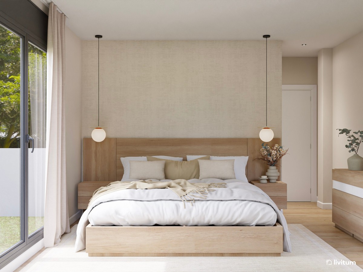 Dormitorio pequeño de 13 m² de estilo moderno en tonos tierra