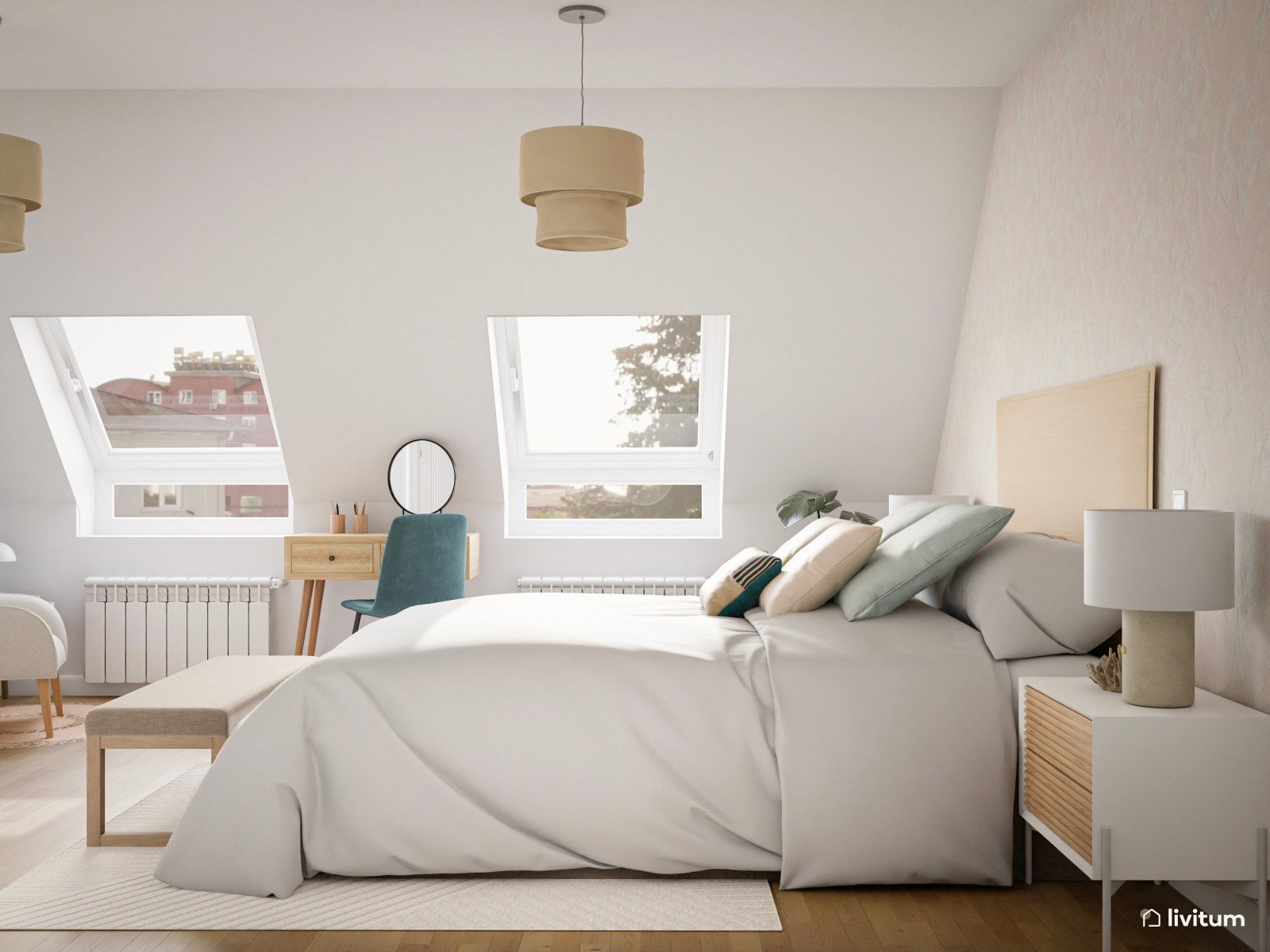 Dormitorio que inspira serenidad y paz en colores neutros