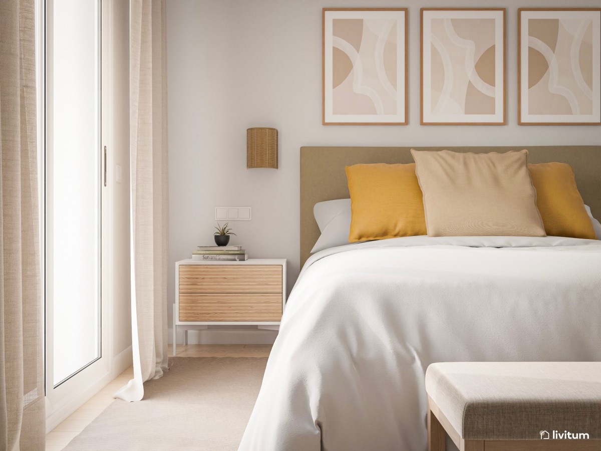 Rustico Color:beige Dormitorio rústico en beige y amarillo - Livitum.com