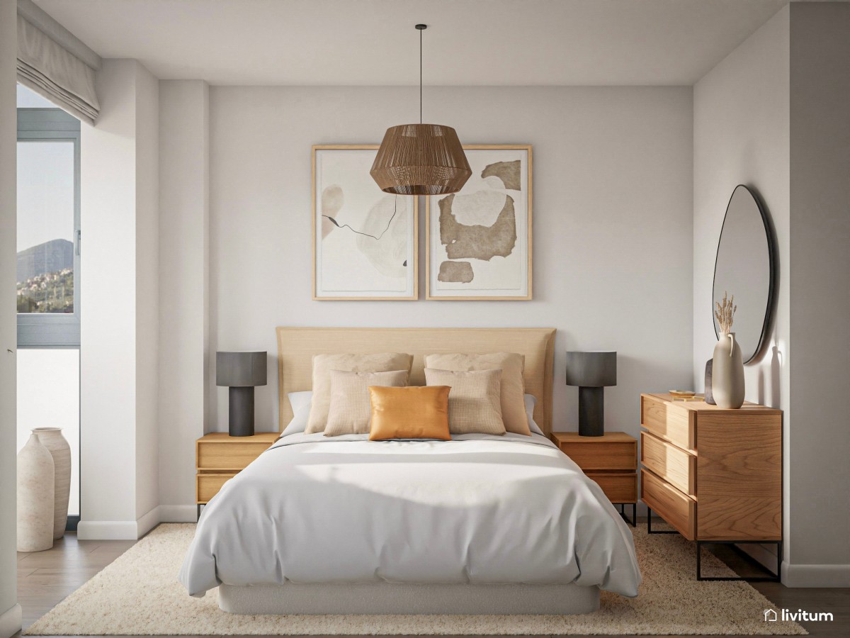 Dormitorio tranquilo de estilo moderno y tonos neutros