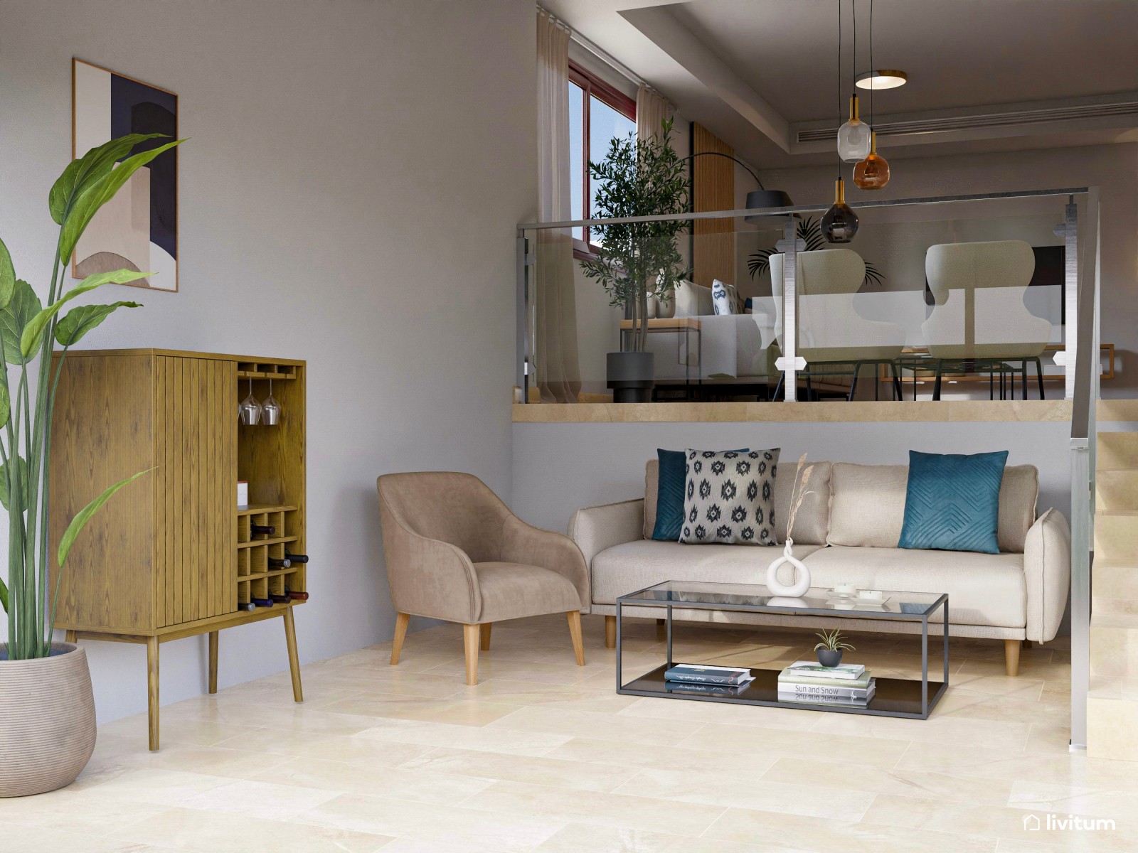 Dos en uno: salones modernos y amplios en un piso de alquiler