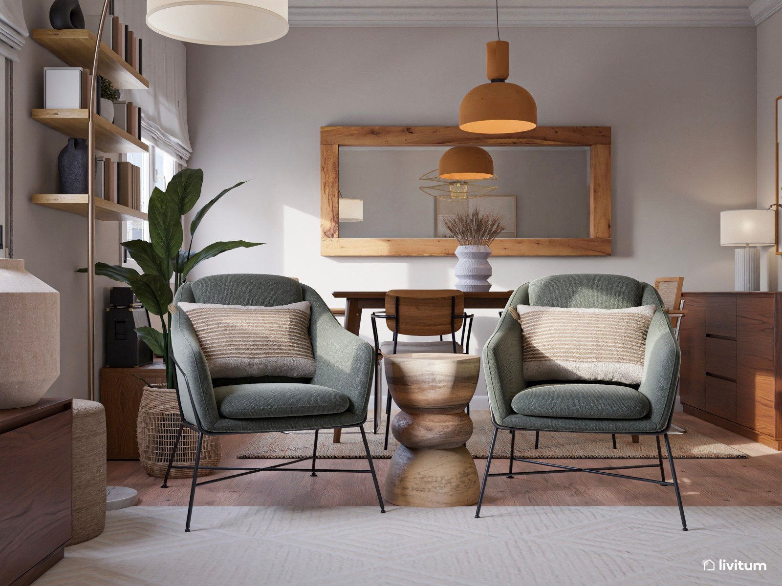 Ecléctico salón comedor con muchos detalles sorprendentes