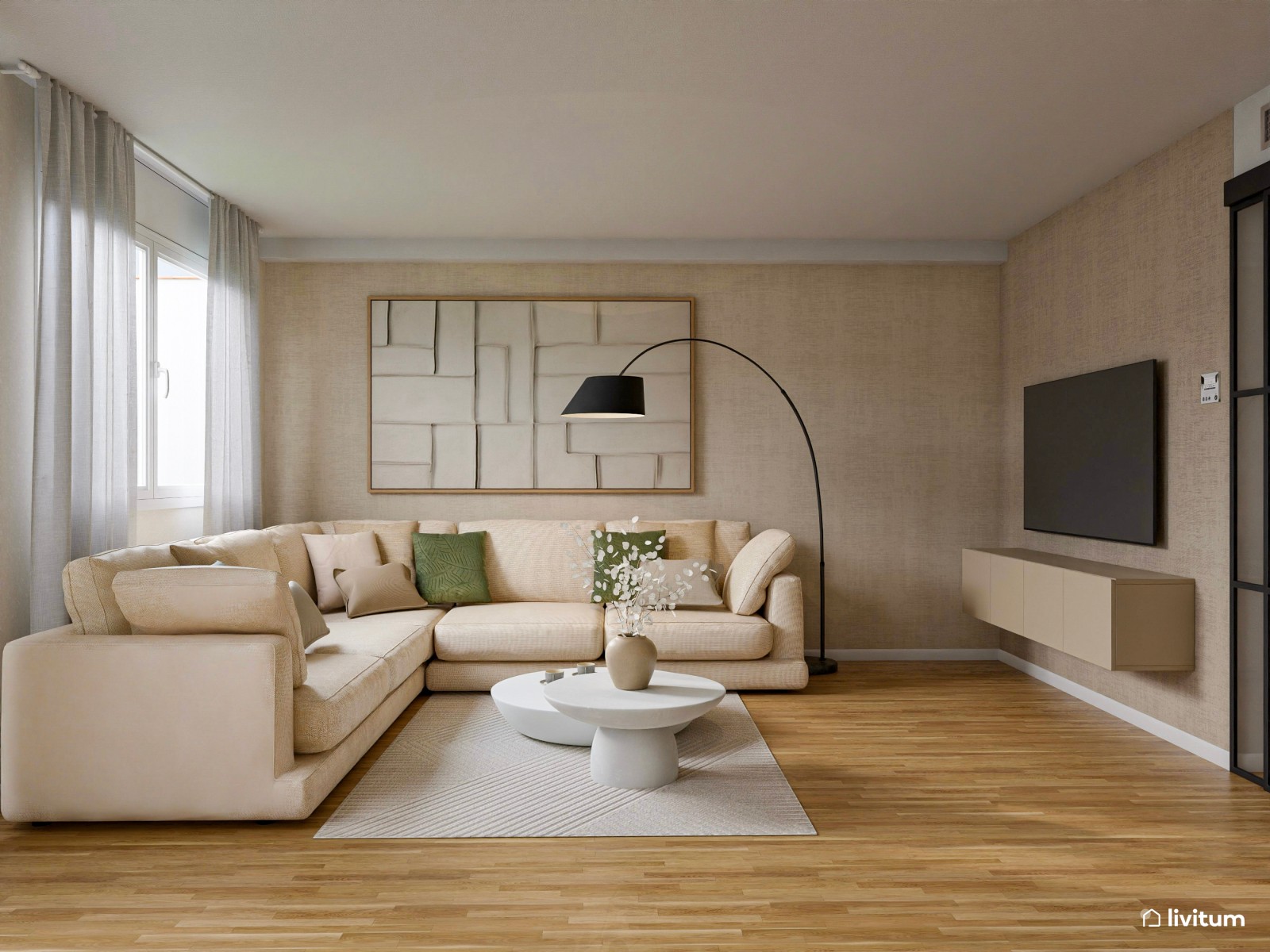 El reinado de la madera y los detalles oscuros: un salón con gracia y estilo