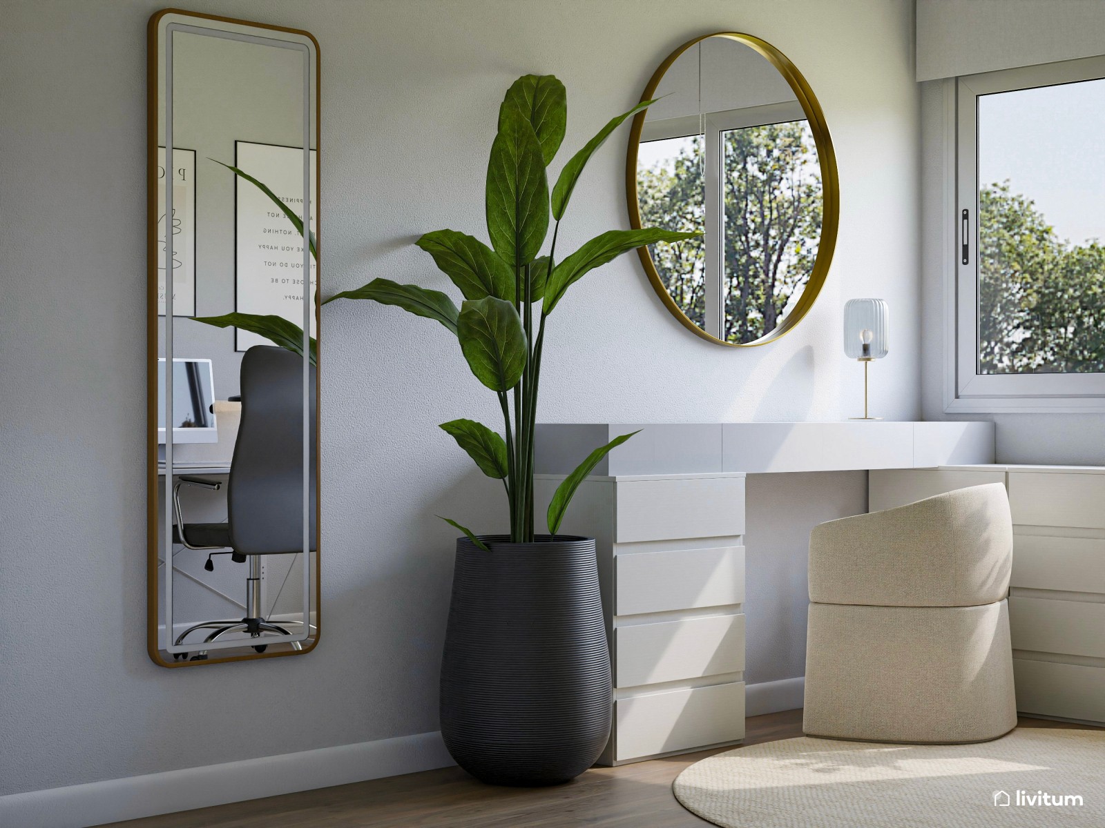 Elegante despacho en Total White y con tocador 