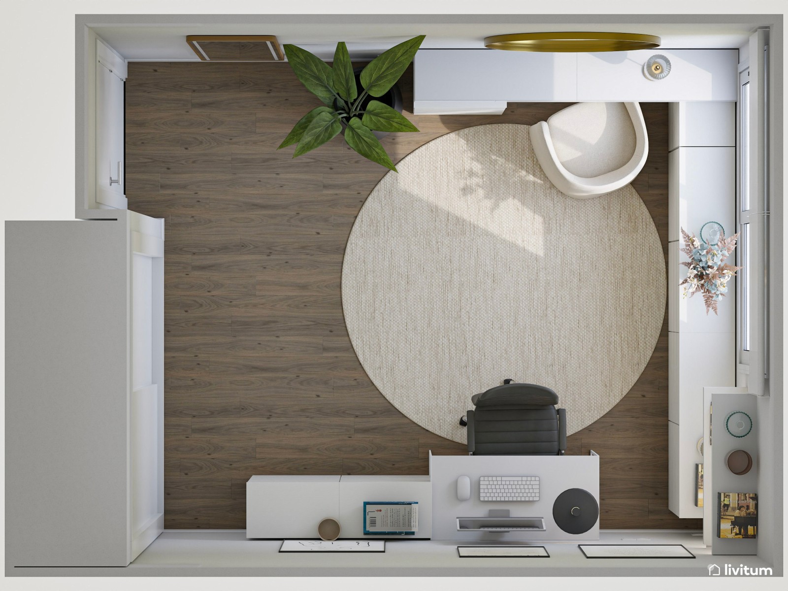 Elegante despacho en Total White y con tocador 