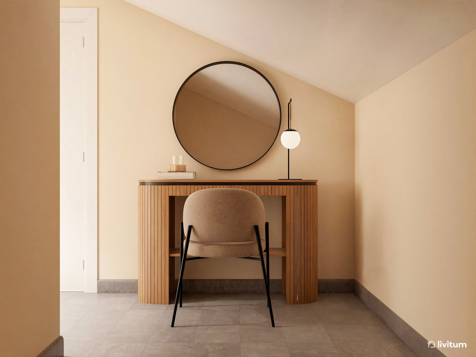 Elegante dormitorio con vestidor en estancia abuhardillada