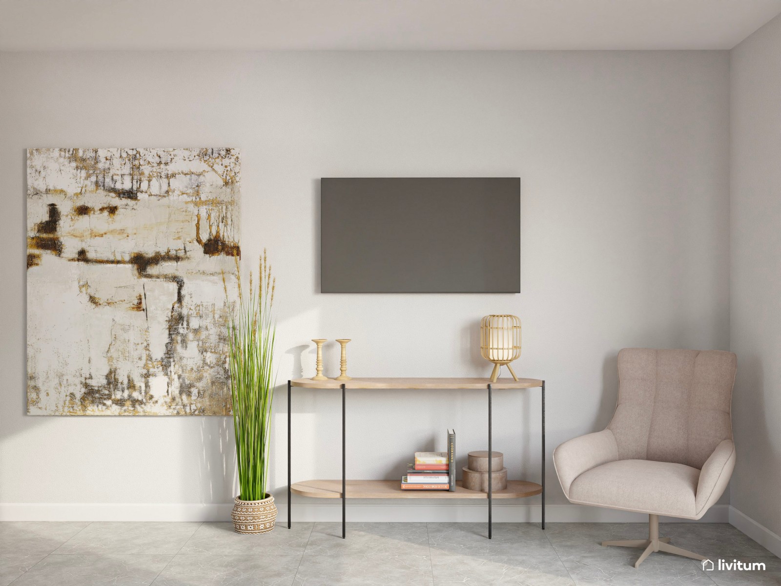 Elegante dormitorio de tonos tierra con vestidor