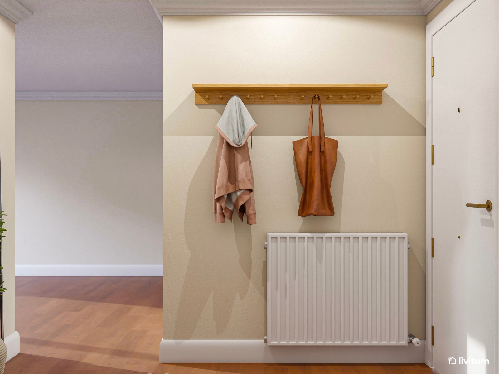 Elegante recibidor con sorprendente papel pintado