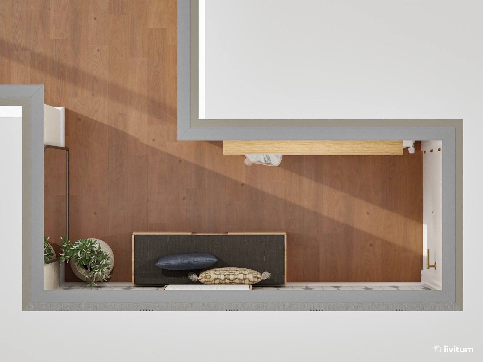 Elegante recibidor con sorprendente papel pintado