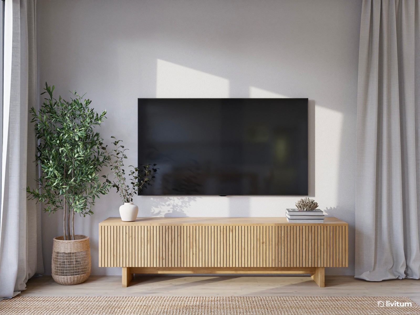 Elegante salón comedor con cocina abierta 