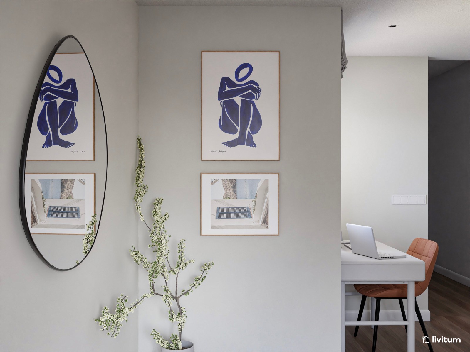 Elegante salón comedor con madera oscura y verde de 21 m² 