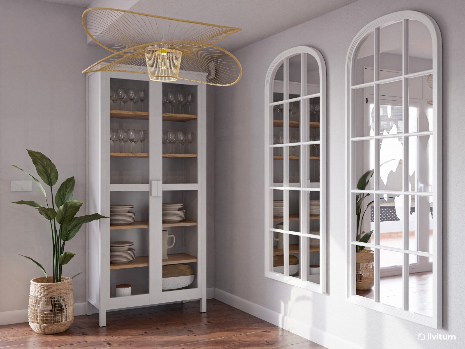 Elegante salón comedor de formas geométricas y acústica optimizada